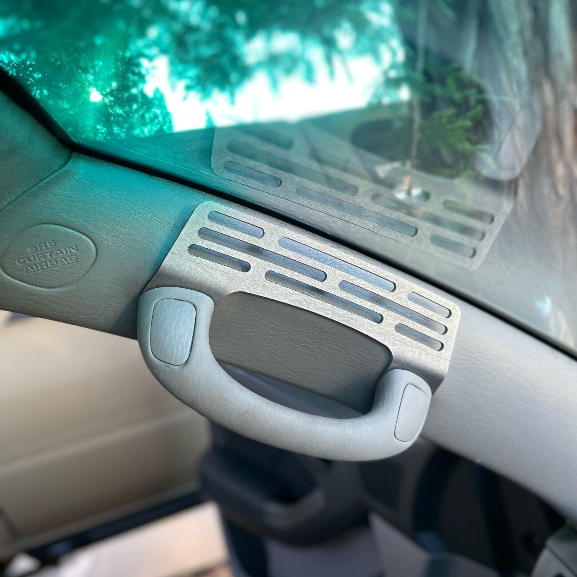 Elevate Metalcraft A-Pillar Grab Handle Accessory Mount in raw tumbled steel for 2003-2009 Toyota 4Runner 4th Gen, for phones and radios.