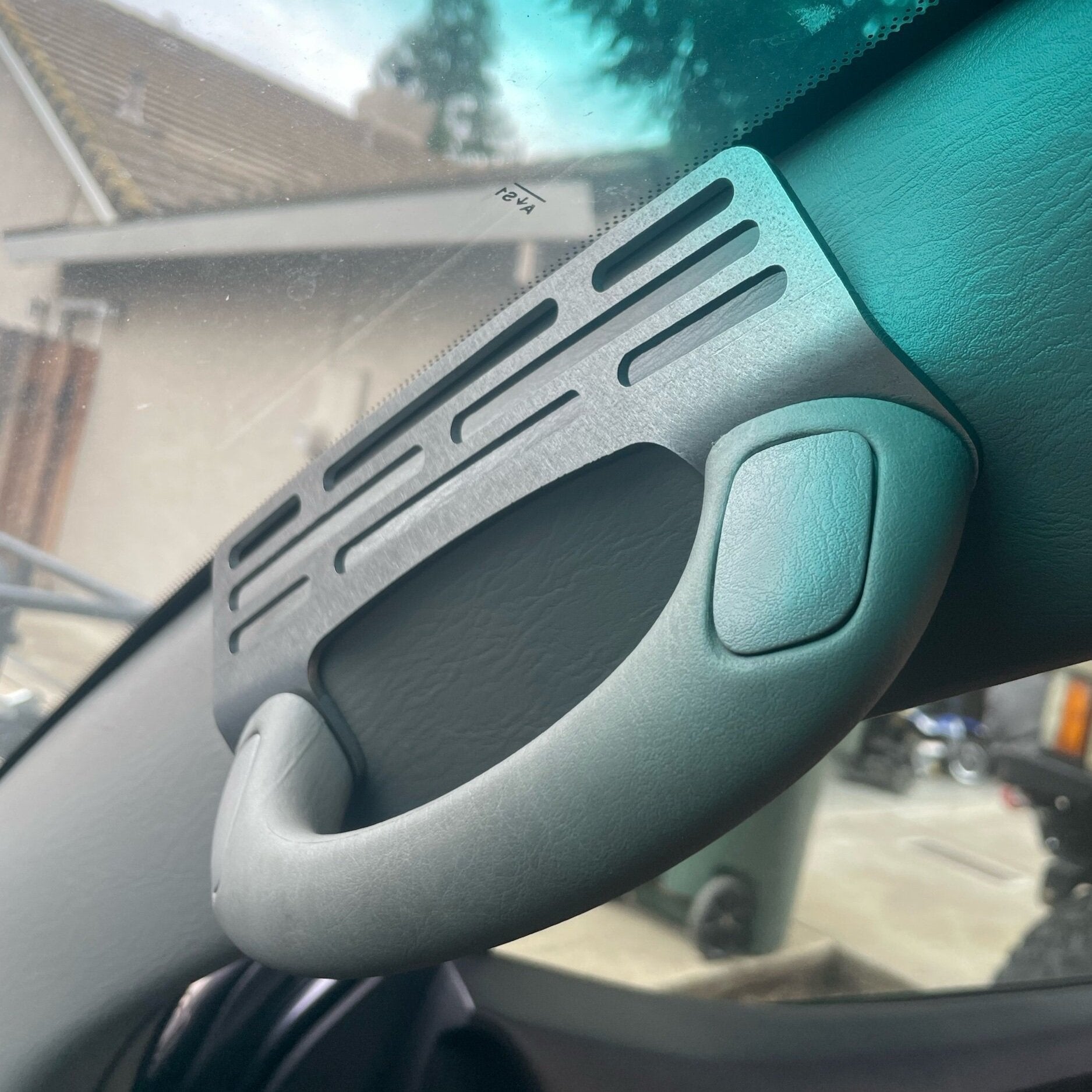 Elevate Metalcraft A-Pillar Grab Handle Accessory Mount in raw tumbled steel for 2003-2009 Toyota 4Runner 4th Gen, for phones and radios.