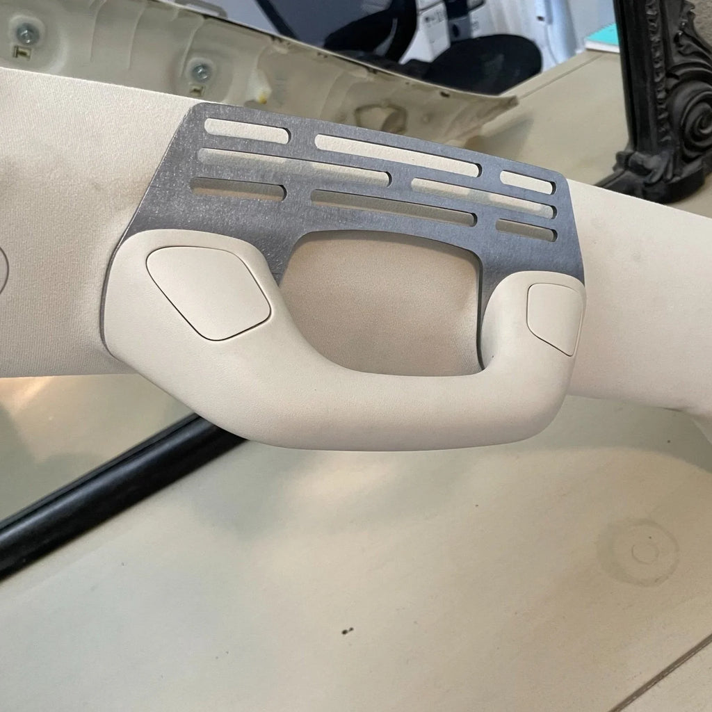 Elevate Metalcraft A-Pillar Grab Handle Accessory Mount in raw tumbled steel for Lexus GX460, holds phones, radios, switches, and cams.