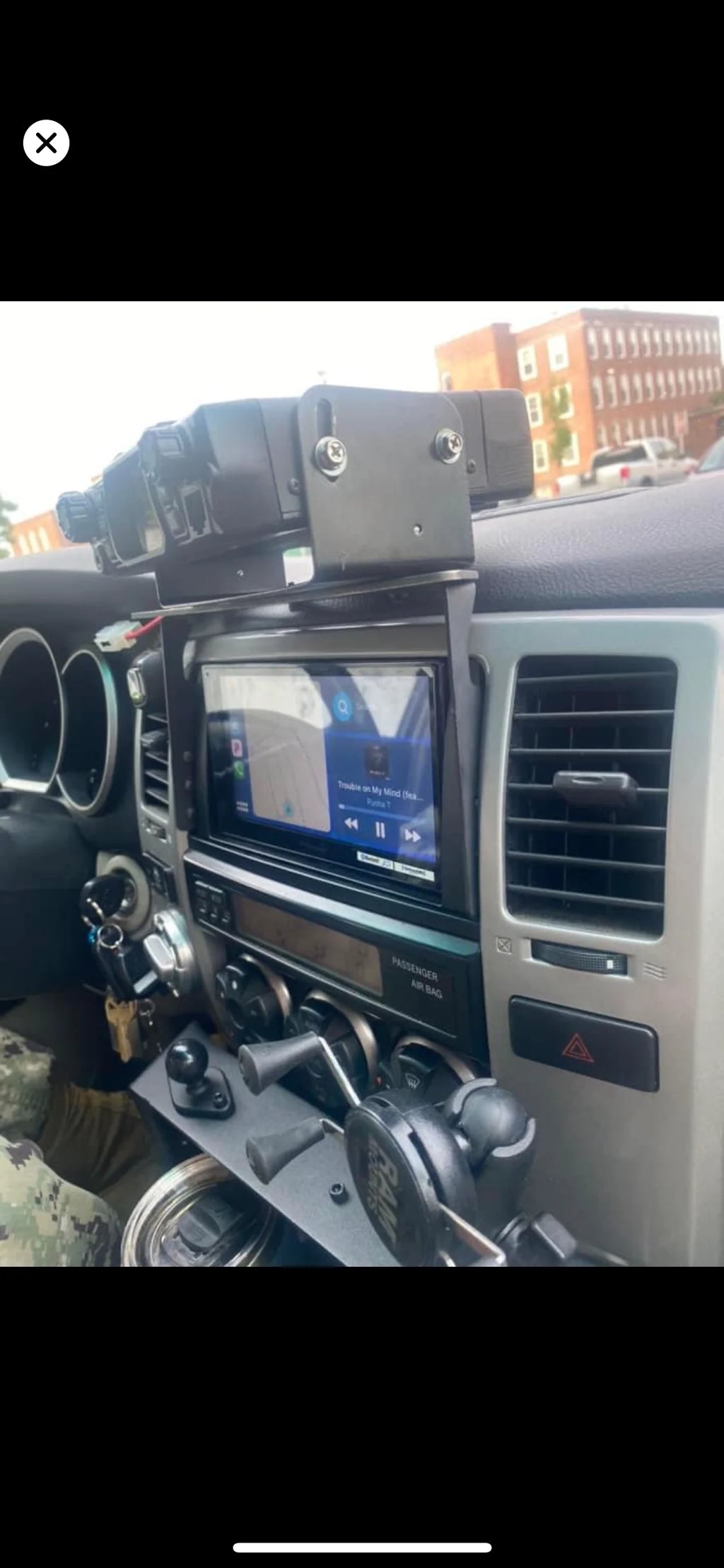 Elevate Metalcraft dash mount for 2003-2009 Toyota 4Runner 4th Gen, raw tumbled steel, compatible with AMP phone, tablet, radios.