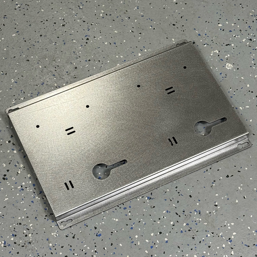 Steel wall mount for EGO 56 Volt double battery charger by Elevate Metalcraft, with quick-release and secure mounting for trucks and shops.