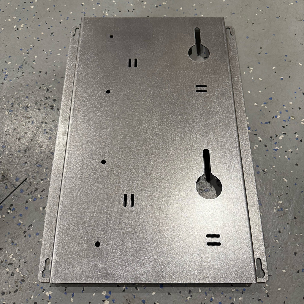 Elevate Metalcraft EGO 56 Volt double battery charger mount, steel wall mount for contractor trucks, vans, and workshops.