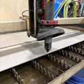 Elevate Metalcraft Hypertherm Sync Machine Torch Edge & Center Finder for CNC Plasma tables, 3D-printed tool in use.