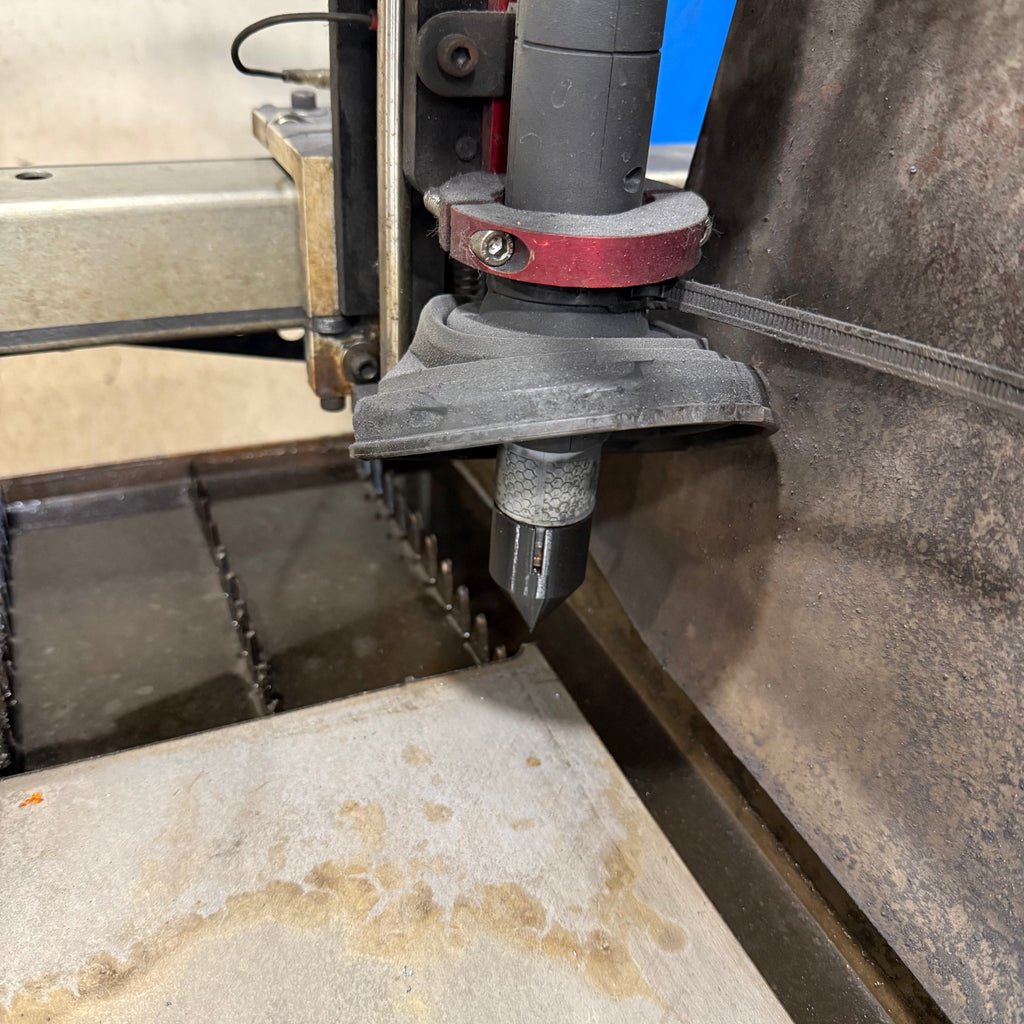 CNC plasma torch edge and center finder by Elevate Metalcraft for Hypertherm Sync Machine, 3D printed, used on CNC plasma tables.