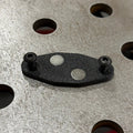 Elevate Metalcraft AMP Ball Magnetic Nut Plates with diamond-shaped design and two bolt holes for secure fastening.