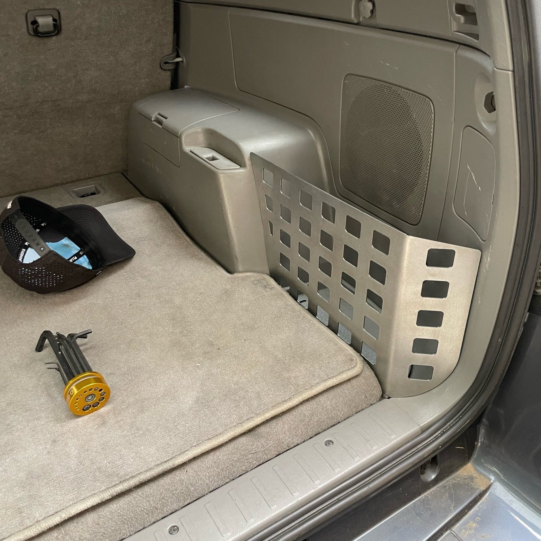 Toyota 4Runner 2003-2009 rear storage pocket Molle panel by Elevate Metalcraft, mounted in the 4th Gen vehicle interior.