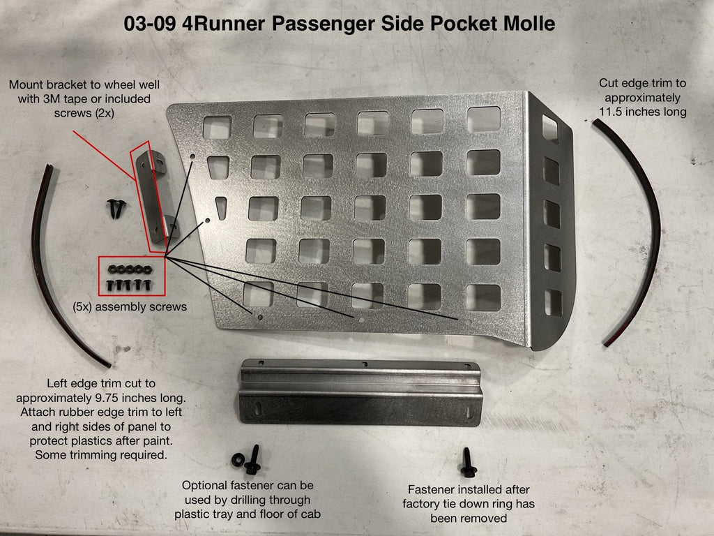Toyota 4Runner 2003-2009 4th Gen rear storage pocket Molle panel by Elevate Metalcraft, enhances cargo organization.