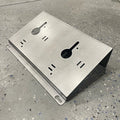 Elevate Metalcraft wall mount plate for Milwaukee M18 M12 rapid battery charger, 20-degree angle for van, truck, or workshop installation.