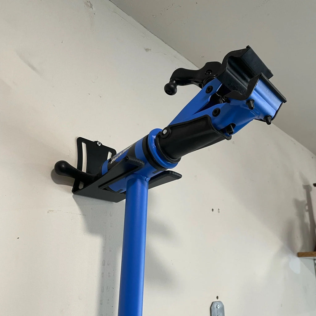 Elevate Metalcraft raw metal wall mount for Park Tool bike maintenance stands PCS-9.2, PCS-9.3, PCS-10.2, and 10.3.