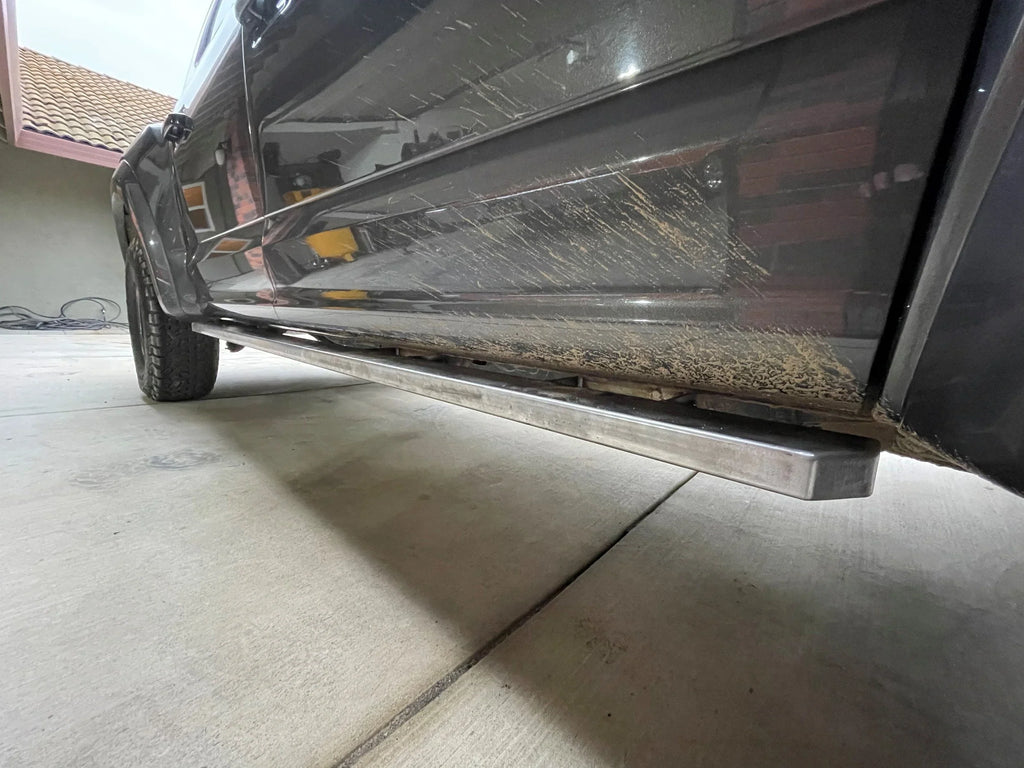 Elevate Metalcraft Raptor/Ford F-150 Rock Slider Steps for 2015-20 SuperCrew 4-door truck, durable side step protection.