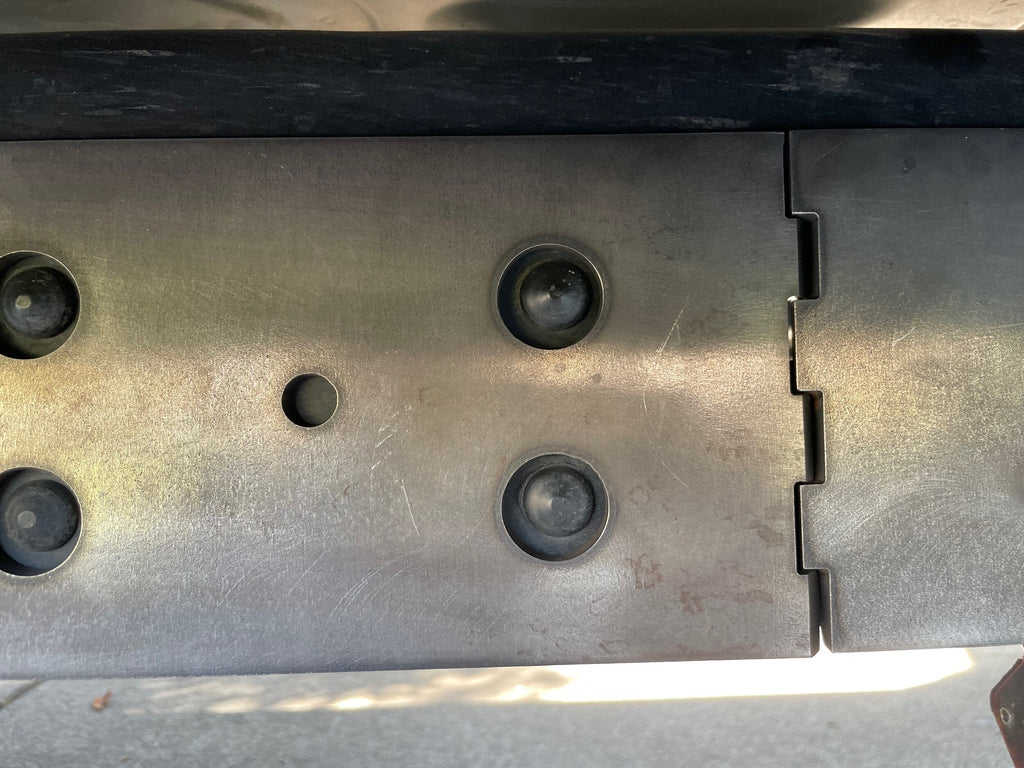 Toyota Tacoma longbed rock sliders frame plate kit by Elevate Metalcraft, bolt-on protective sliders for off-road durability.