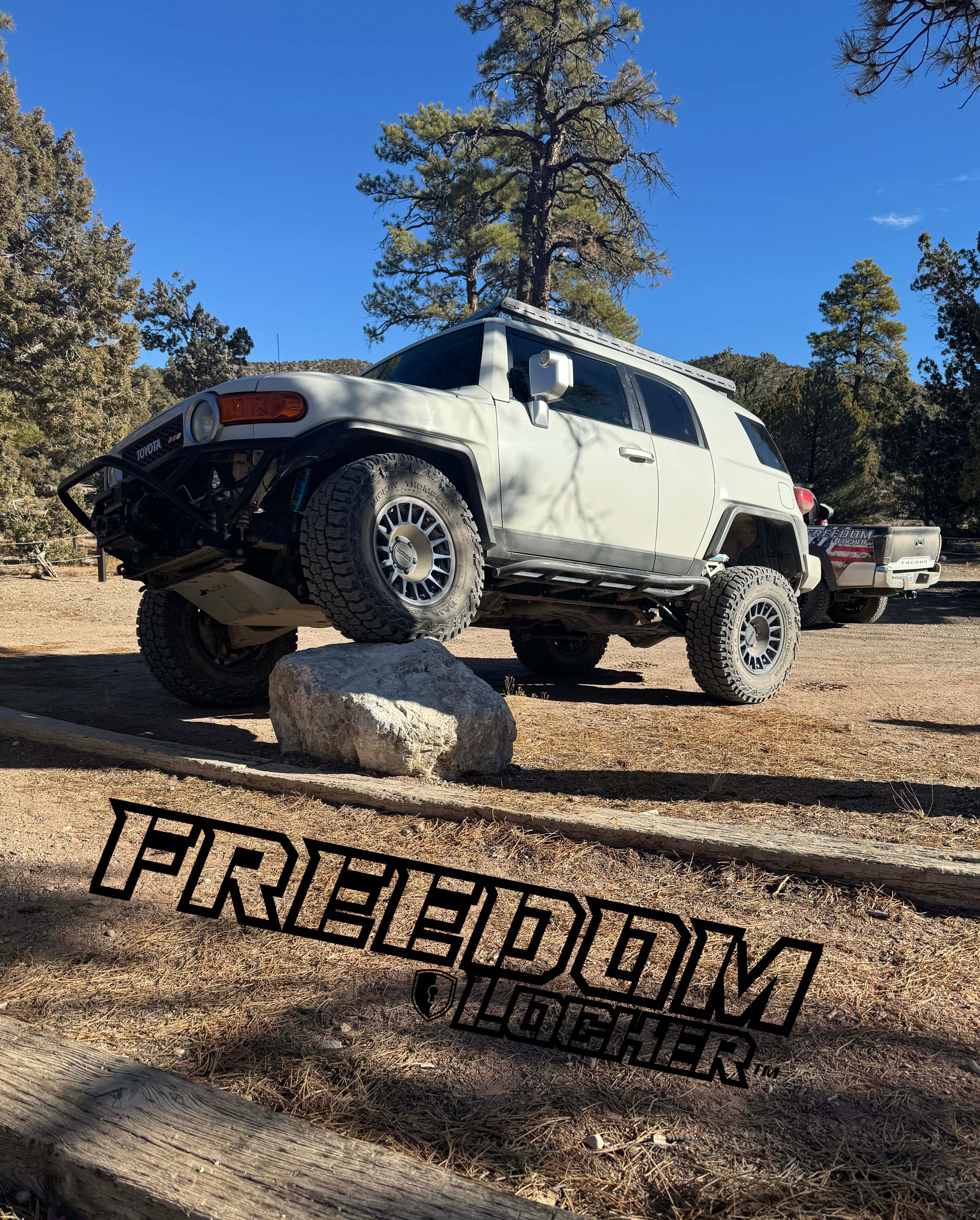 ExperiMental Designs FJ Cruiser Freedom Locker, a rugged storage locker with bold design, shown in a close-up image.