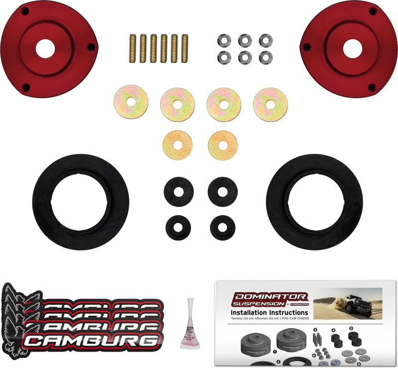FR SPORT Camburg coil spring spacer kit for Toyota Tacoma 05-23 and 4Runner 03-24, includes preload spacers for lift and balance.