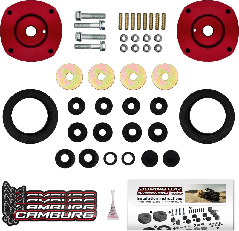 FR SPORT Camburg coil spring spacer kit for 2022-2024 Toyota Tundra 2WD/4WD, includes preload spacers for suspension upgrade.