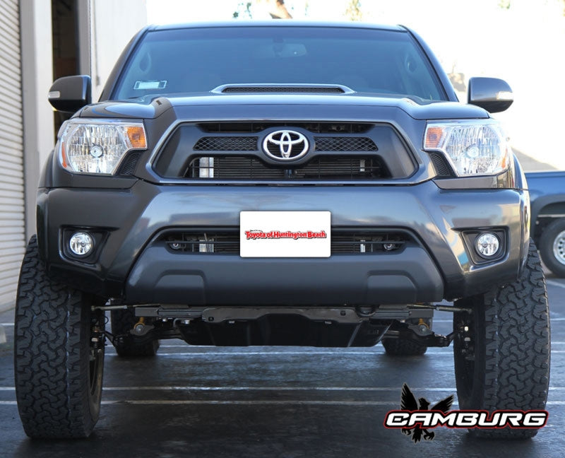 FR SPORT Camburg Toyota Tacoma Prerunner 2WD 4-inch performance spindle kit steering knuckles with sway-bar version in black.