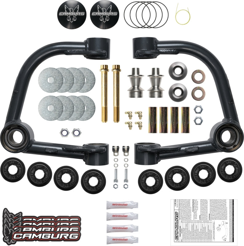 FR SPORT Camburg Toyota Tacoma, 4Runner, FJ Cruiser suspension control arm kit with 1.25-inch uniball upper arms and covers.