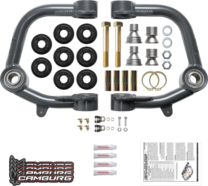 FR SPORT Camburg Toyota Tacoma Pre-4WD and 4-Runner 96-04 upper control arms with uniball joints, 1-inch performance upgrade.