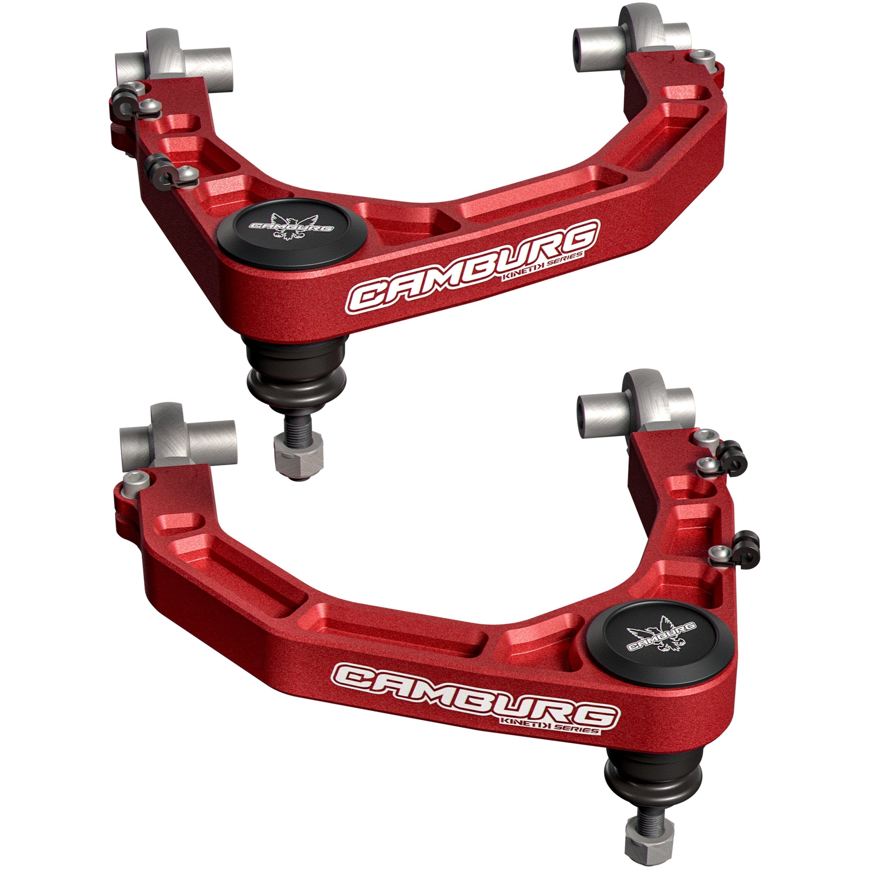 FR SPORT Camburg Toyota Tundra 22-25 KINETIK Series X-Joint XL Upper Control Arm Kit in red, featuring durable suspension components.