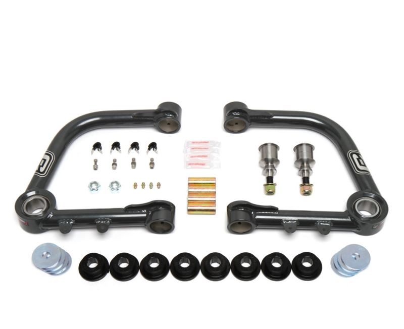 FR SPORT Camburg Toyota Tundra 2007-2021 suspension control arm kit with 1.5-inch performance uniball upper arms, front view.