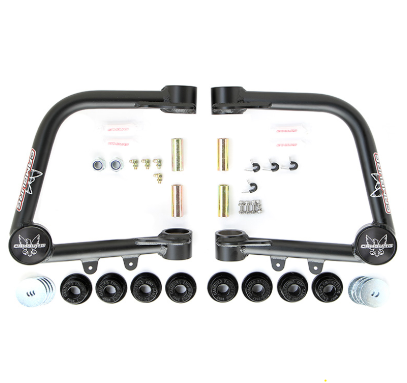 FR SPORT Camburg Toyota Tundra 2007-2021 suspension control arm kit with performance X-joint upper arms in black.