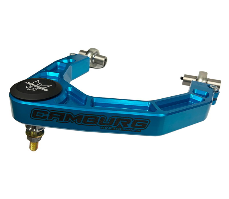 FR SPORT Camburg Toyota Tundra 2022-2023 KINETIK V2 billet uniball upper arms in king blue, suspension control arm kit.