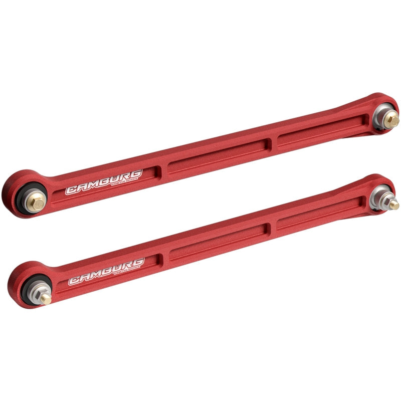 FR SPORT Camburg KINETIK Series rear billet LTA kit for Toyota Tundra, Tacoma, Sequoia, featuring red suspension trailing arm.