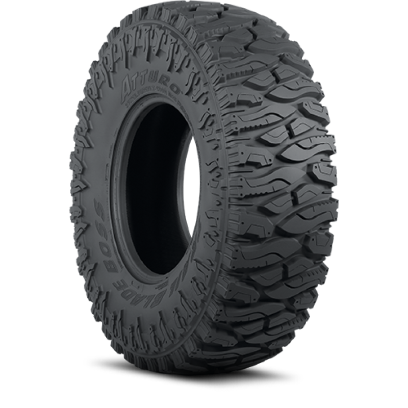 FR SPORT Atturo Trail Blade Boss Green Label tire, 37x12.50R17LT, soft non-DOT off-road tire with aggressive tread pattern.