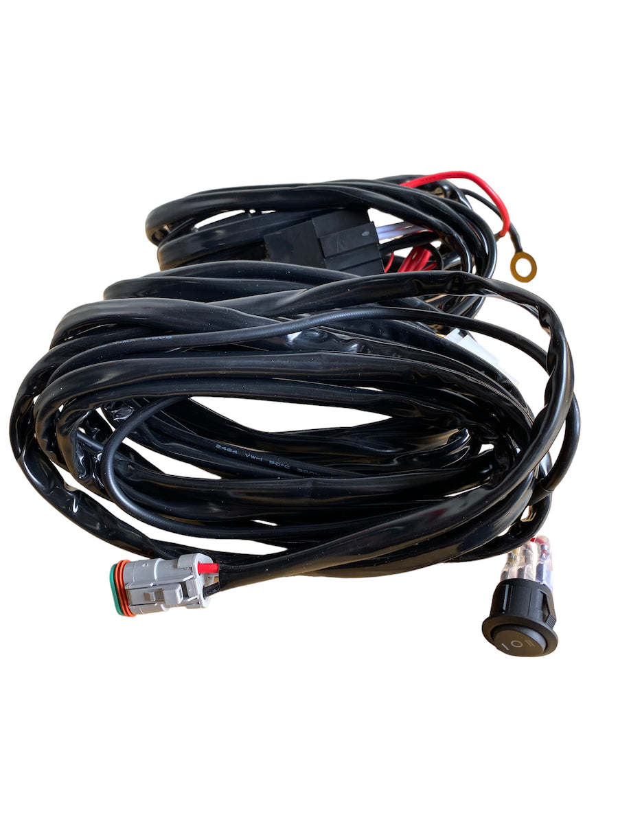 GGLighting triple harness for 3-wire LED pod or light bar with 3-pin DT connector, designed for secure wiring connection.
