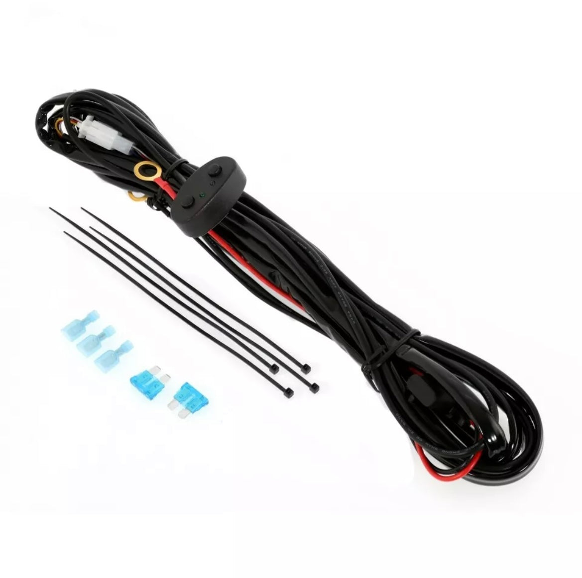 GGLighting triple harness for 3-wire LED pod or light bar with 3-pin DT connector, used for automotive lighting wiring.