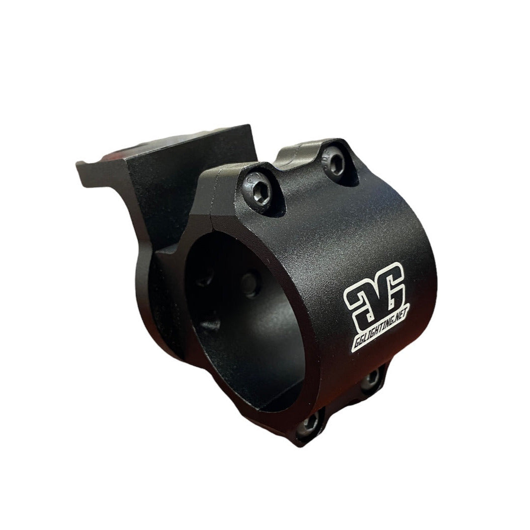 Clamp On Universal Mounting Tab for 1.75" to 1.85" tubing by GGLighting, shown attached to cylindrical tubing.