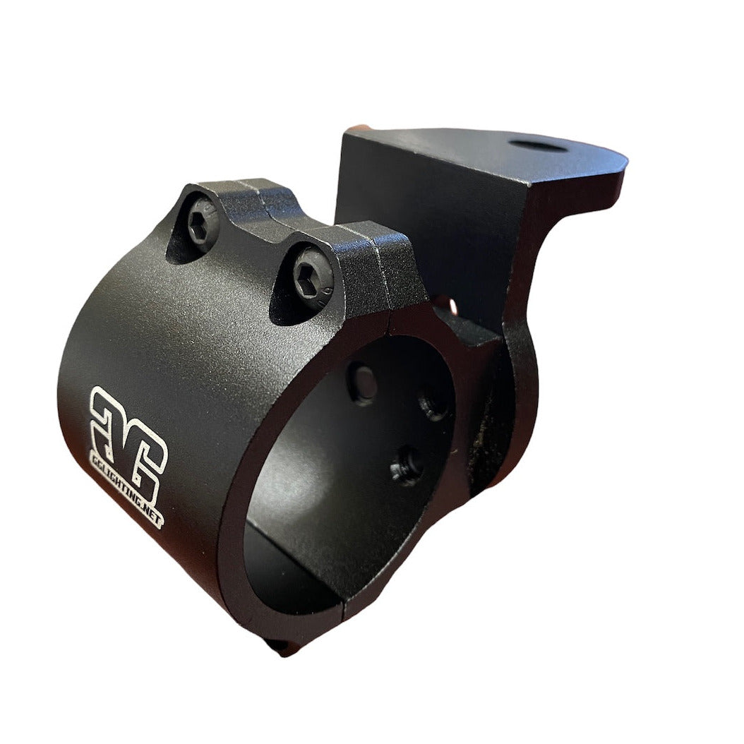 Clamp on universal mounting tab for 1.75 to 1.85 inch tubing by GGLighting, shown attached to cylindrical tubing.
