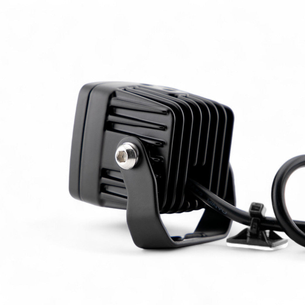 GGLighting GP5 single LED pod light in amber with clear lens, showcasing compact design and bright illumination for off-road vehicles