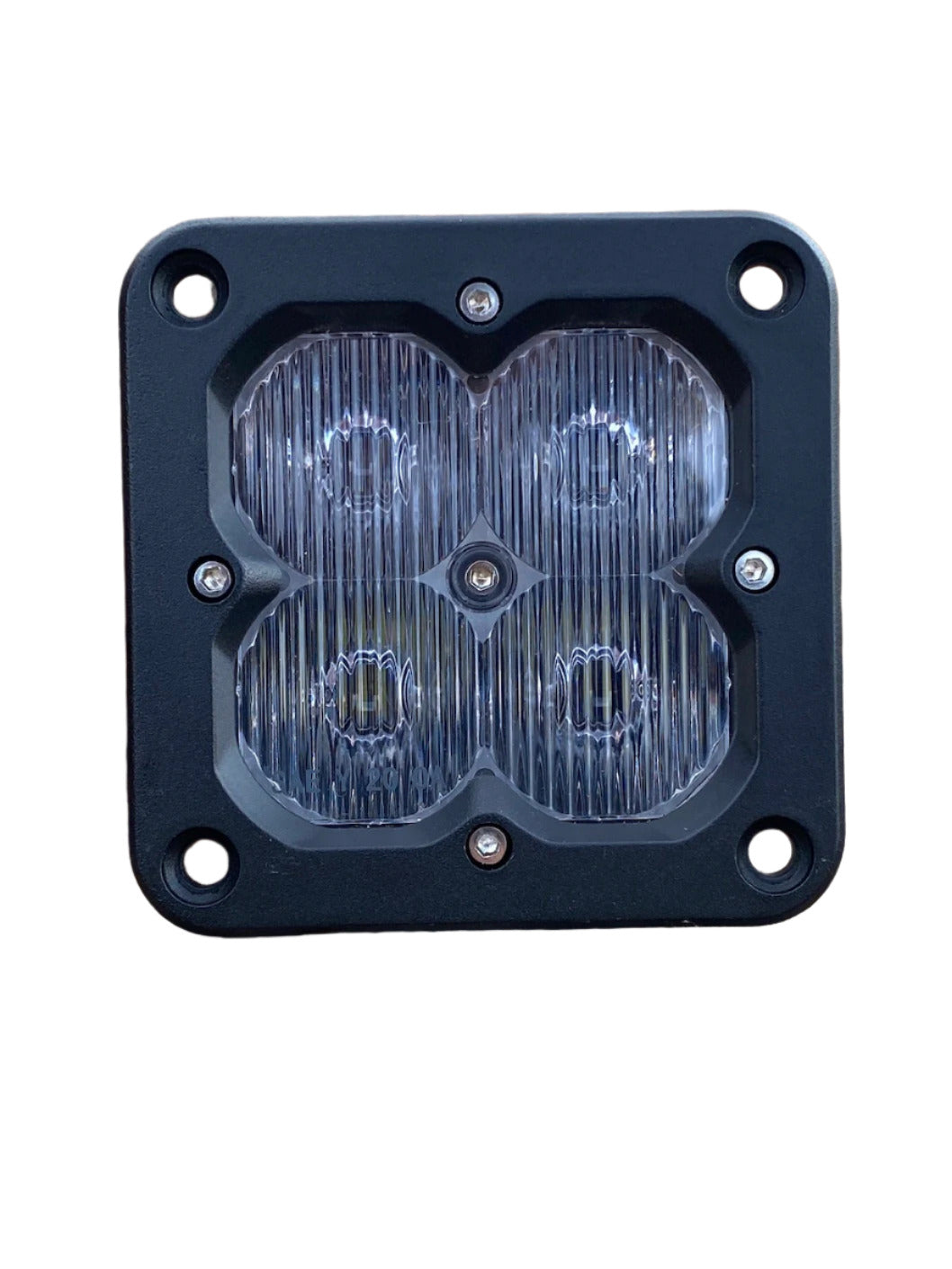 GGLighting RP20 LED Pod Flush Mount Plate, black metal mounting plate for LED pod lights, close-up view