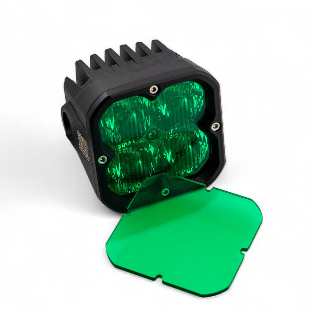 Green LED pod lens for RP20 lights by GGLighting, showcasing the durable, clear lens with a vibrant green tint.