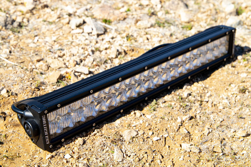 GGLighting 20-inch sport double row LED light bar mounted on vehicle for enhanced off-road lighting and visibility