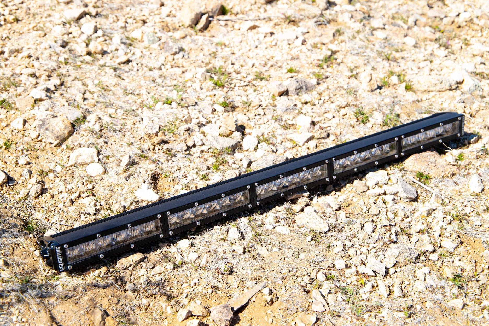 GGLighting 30-inch Race Series single row LED light bar mounted on off-road vehicle, bright white LED illumination.