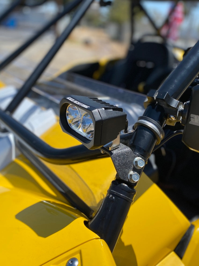 Pair of GGLighting GP20 LED Pods with no wiring harness, showcasing durable black housing and bright LED illumination.