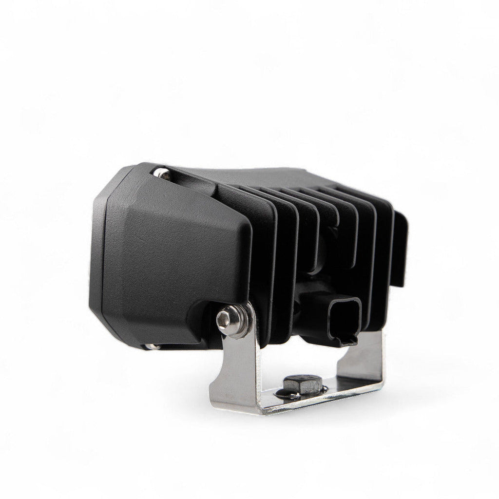 Pair of amber GP20 LED pods from GGLighting, showing the compact, durable lighting units with amber lenses for off-road or vehicle use.