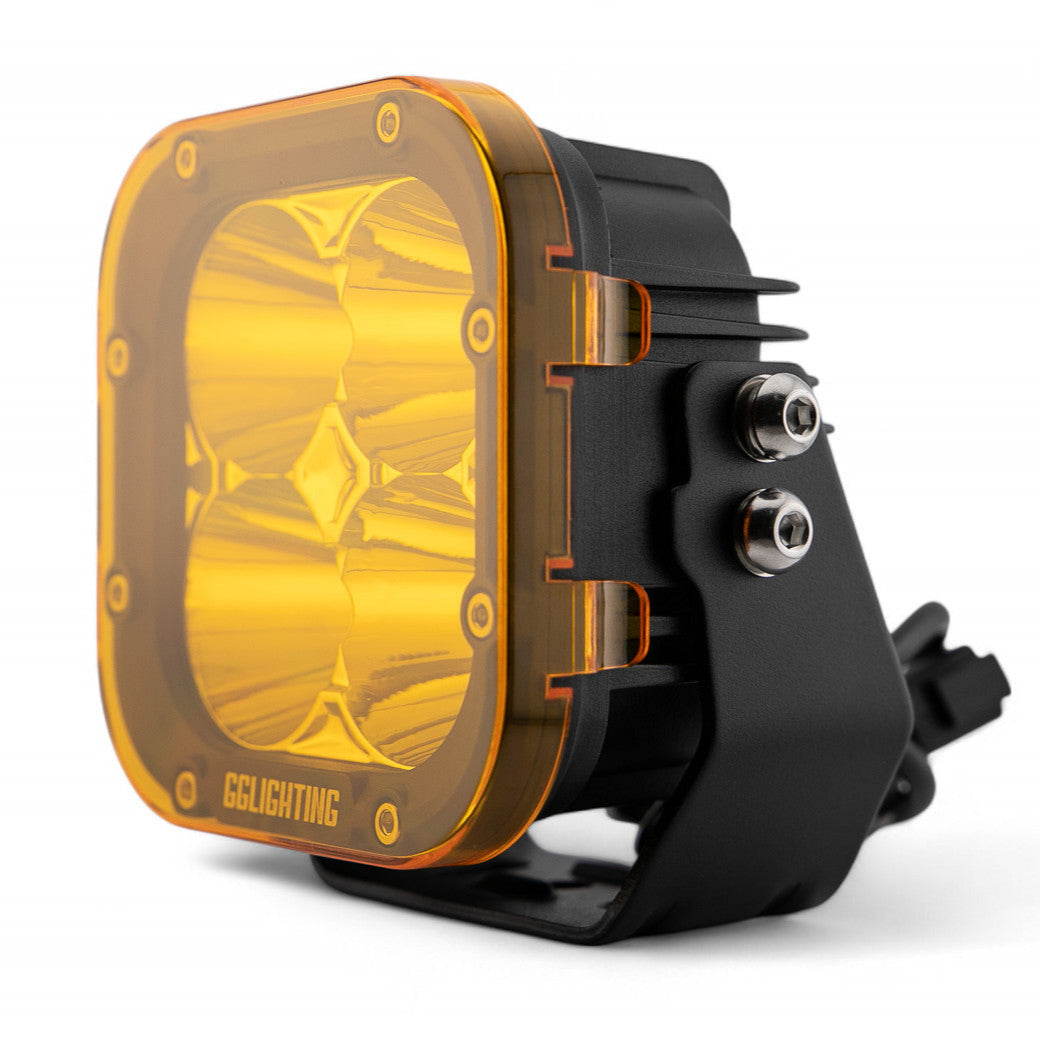GGLighting GP40 and XR40 clip-on covers in green, amber, and black colors with a close-up view showing the textured surface.