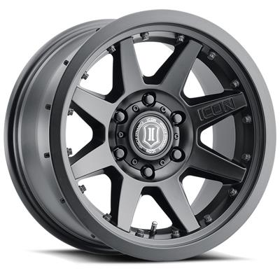 Vinyasa Automotive 17x8.5 Satin Black Aluminum Wheel showing a sleek, five-spoke design with a smooth satin finish.