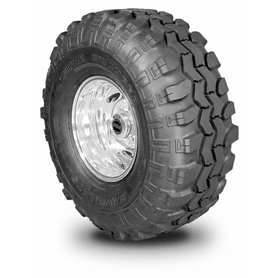 Vinyasa Automotive Interco Super Swamper Radial TSL tire with rugged tread pattern and sidewall design for off-road durability