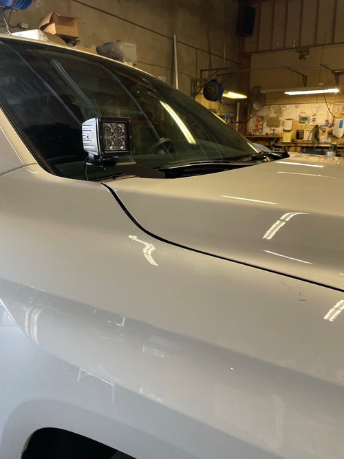 GGLighting 2007+ Toyota Tundra pillar ditch light pod mounts installed on vehicle side for off-road lighting.