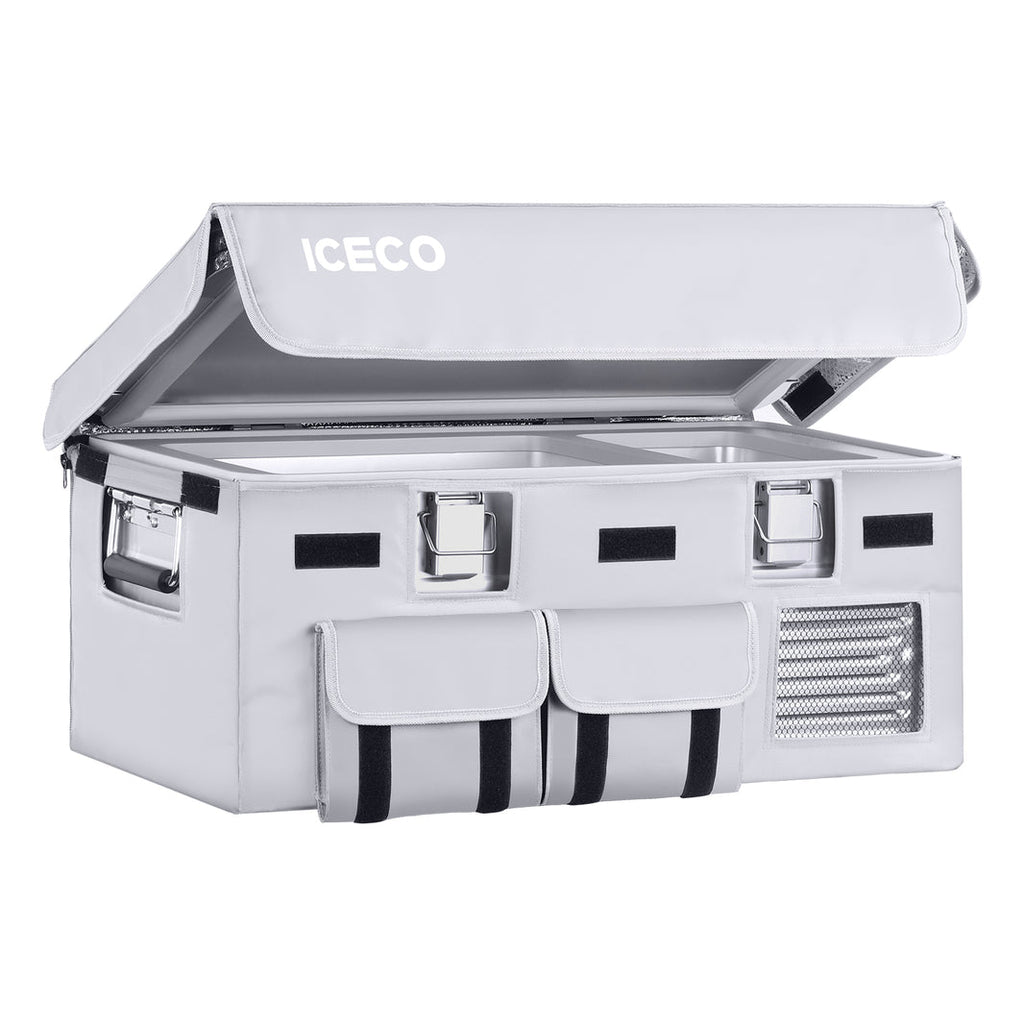 Gray insulated protective cover for APL20 by ICECO, designed to safeguard appliances; accessory from Inca Overland Outfitters.