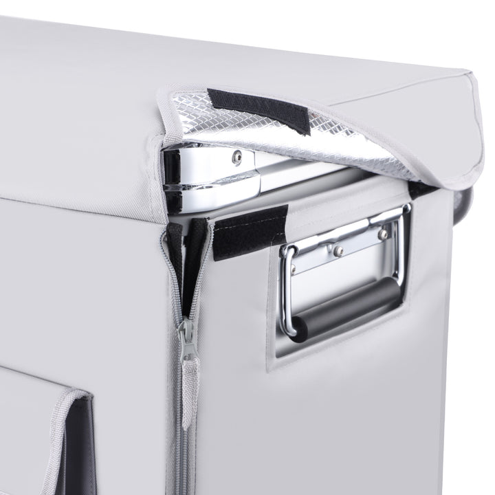 Gray APL35 insulated protective cover for ICECO appliances, designed by Inca Overland Outfitters, provides durable insulation and protection.