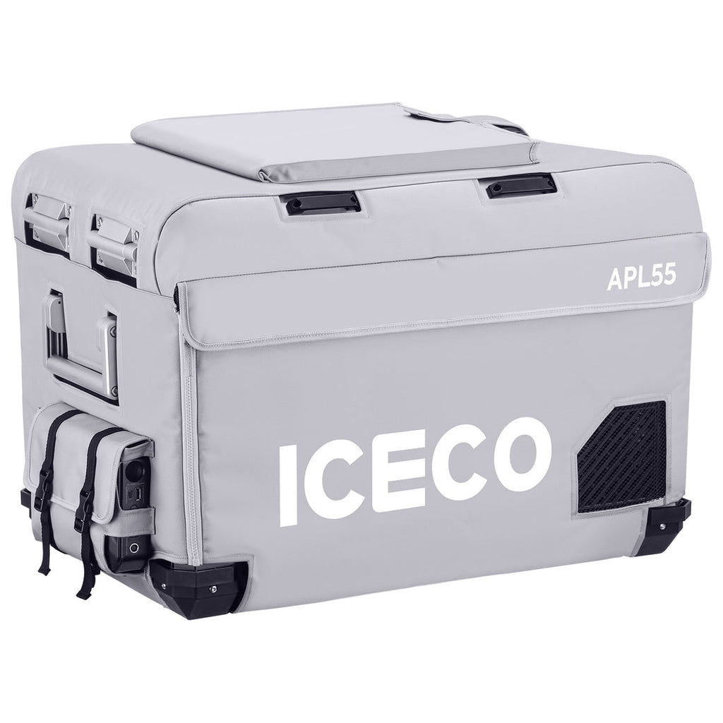 Gray insulated protective cover for APL55 by ICECO, designed to shield and insulate, from Inca Overland Outfitters.