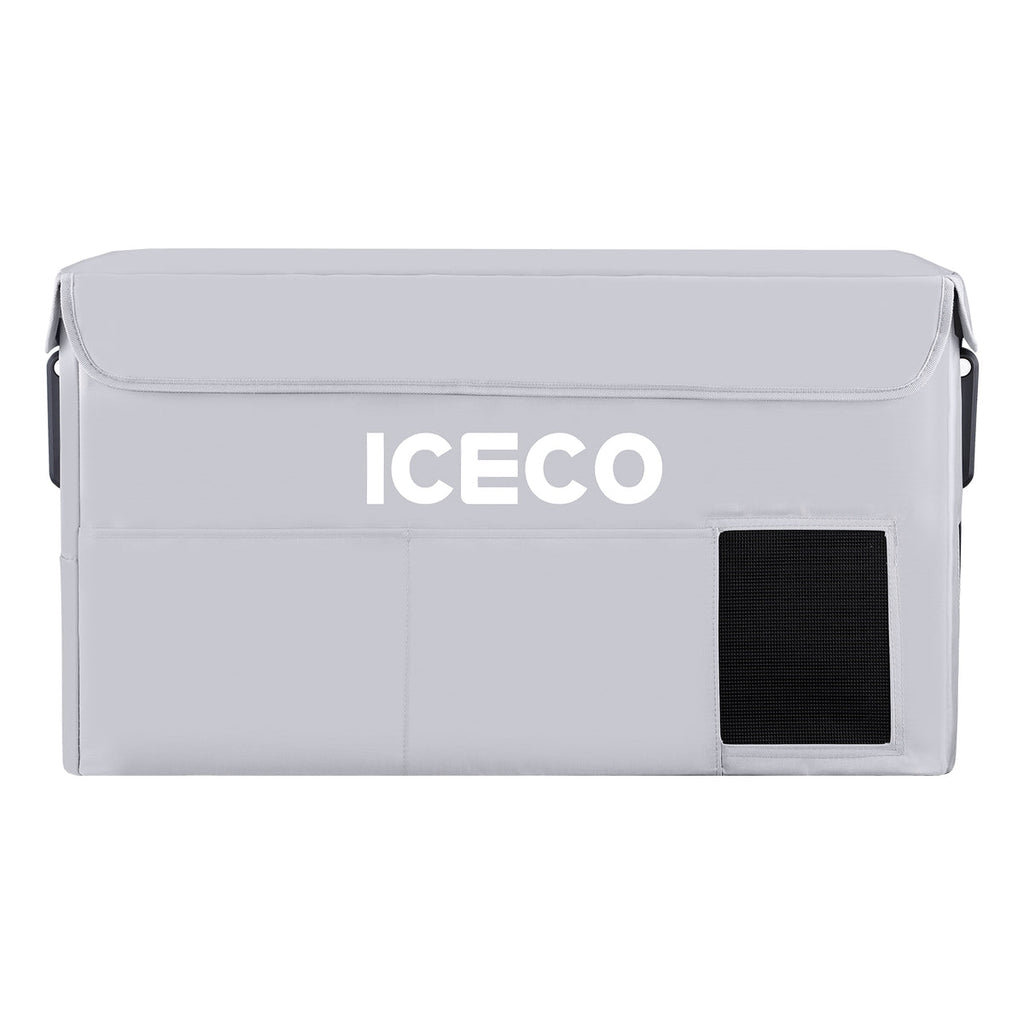 Gray VL35ProS insulated protective cover for ICECO appliances, designed by Inca Overland Outfitters, offers durable insulation and protection.