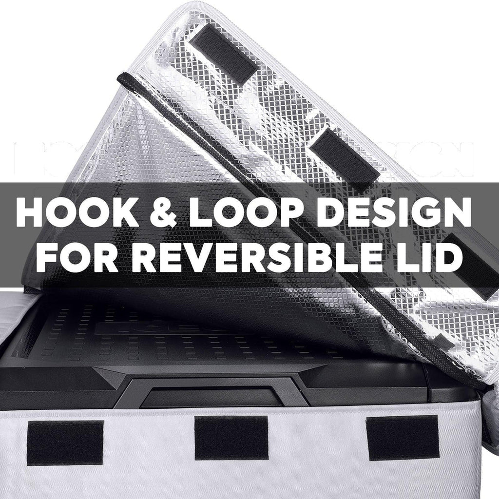Gray VL75ProD insulated protective cover for ICECO appliances by Inca Overland Outfitters, designed to shield and insulate.