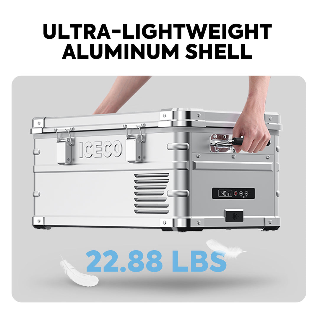 Inca Overland Outfitters APL20 Light Duty Aluminum Freezer, single zone, 20L capacity, made by ICECO, silver compact design