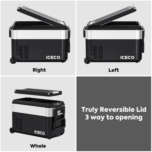 Inca Overland Outfitters JP40 Pro Dual Zone Wheeled Portable Freezer by ICECO, silver with 40L capacity, compact and durable design