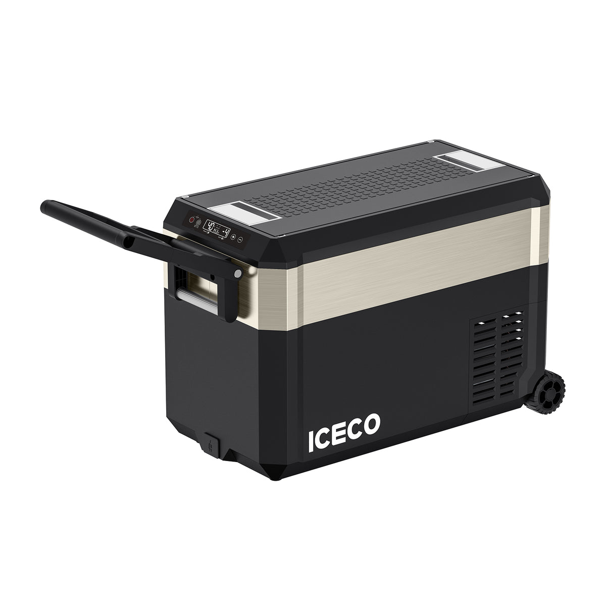 Inca Overland Outfitters JP40 Pro Dual Zone Wheeled Portable Freezer by ICECO, silver 40L capacity with dual-zone cooling.